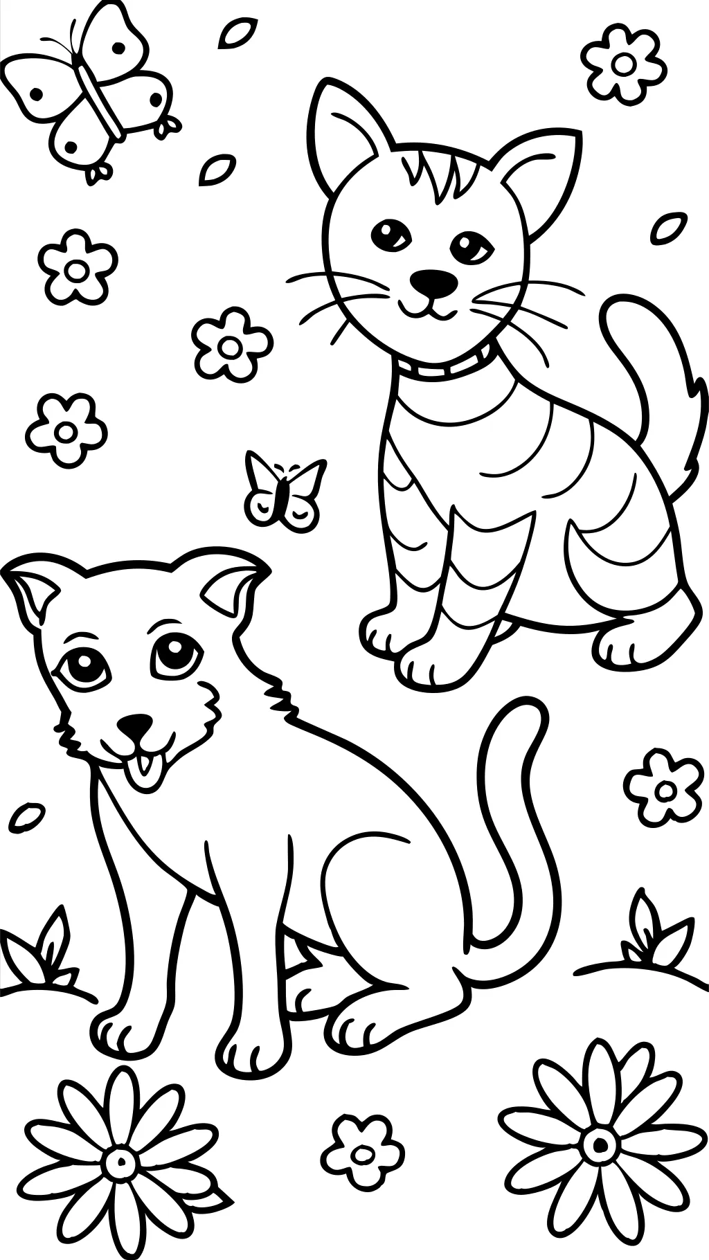 dog cat coloring pages